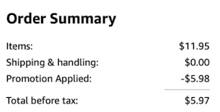 A screenshot of the total