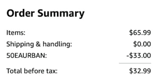 A screenshot of the total