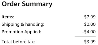 amazon screenshot of a promo code applying at checkout