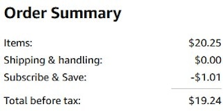 An Amazon order summary