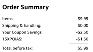 A screenshot of the total