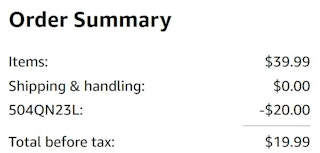 An Amazon order summary ending in $19.99