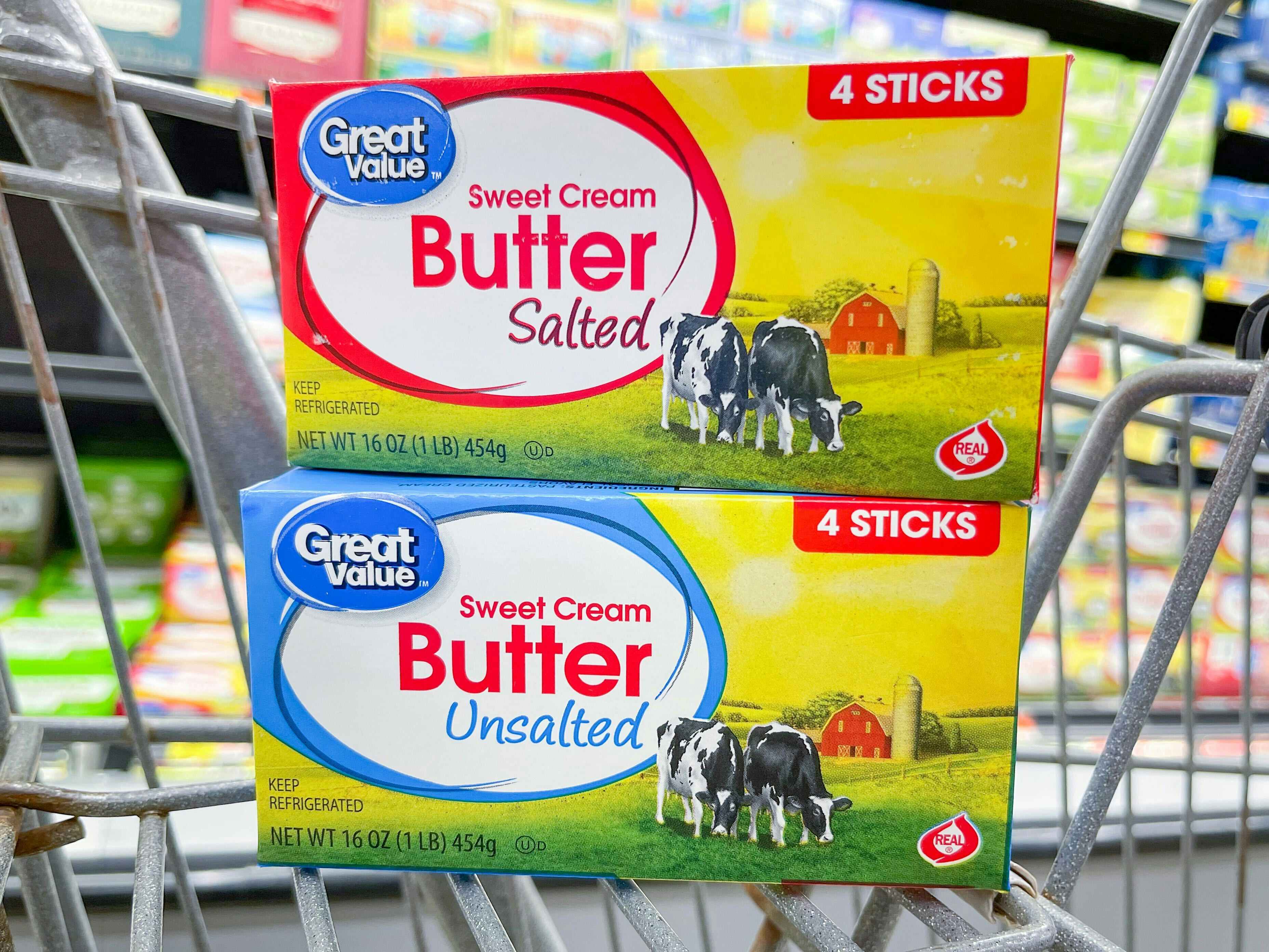 butter in a Walmart shopping cart