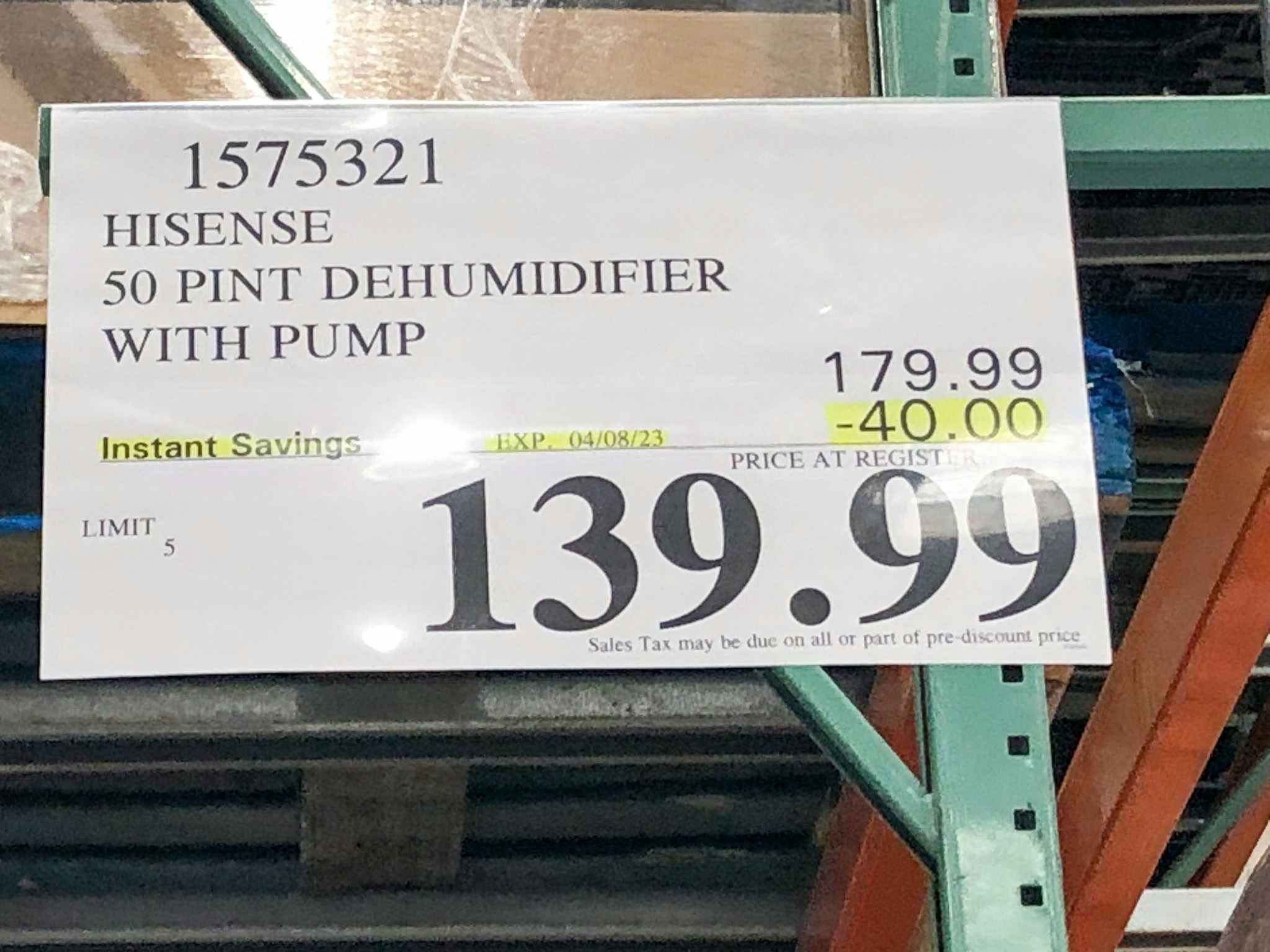 sale sign at costco