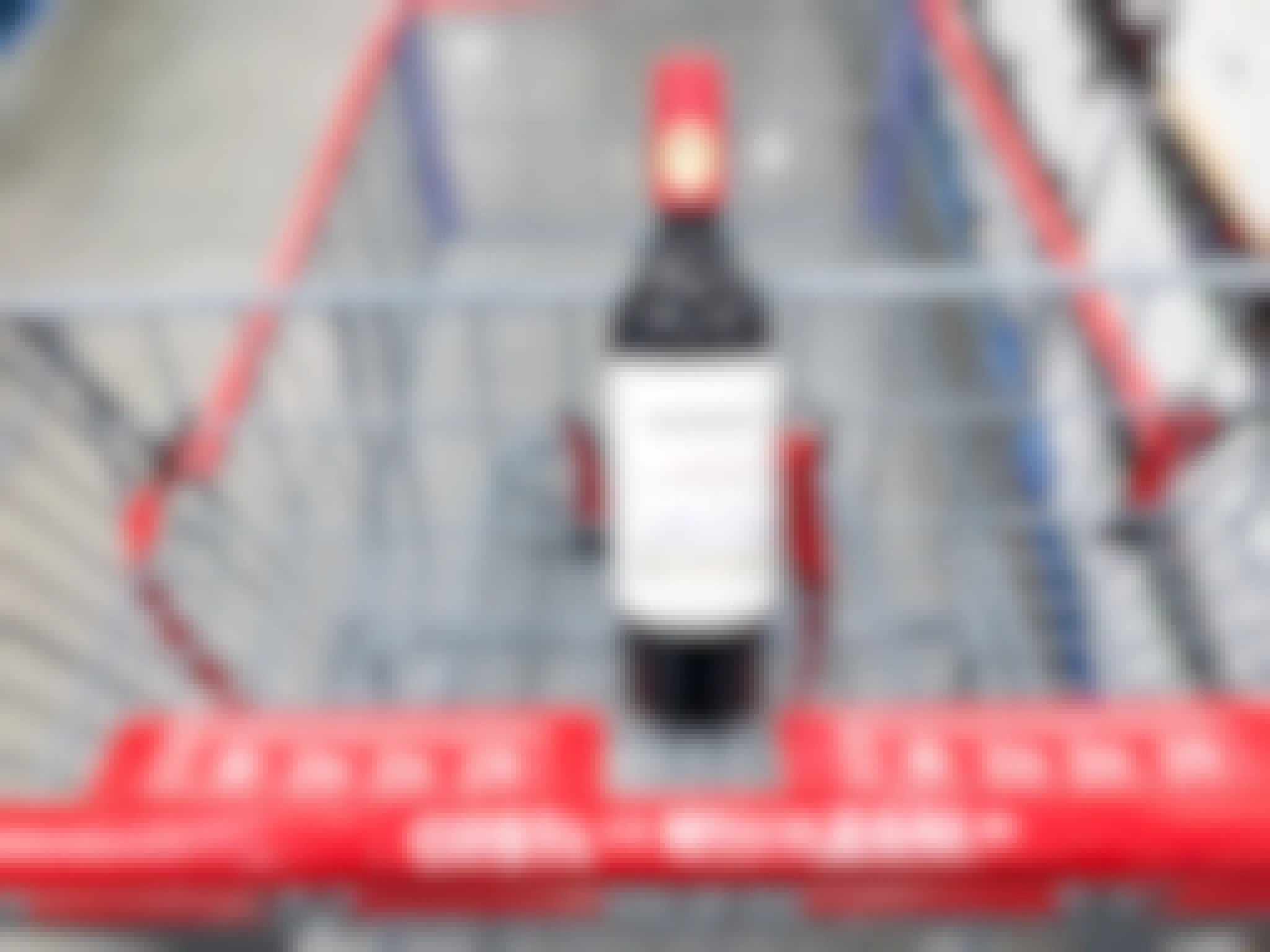 wine in a shopping cart at costco 