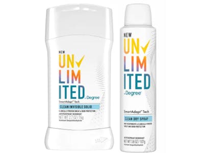 Degree Unlimited Deodorant or Dry Spray