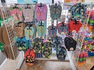 display of flip flops