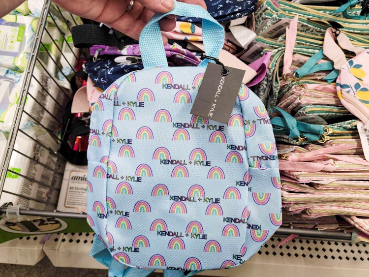 blue bag with rainbows