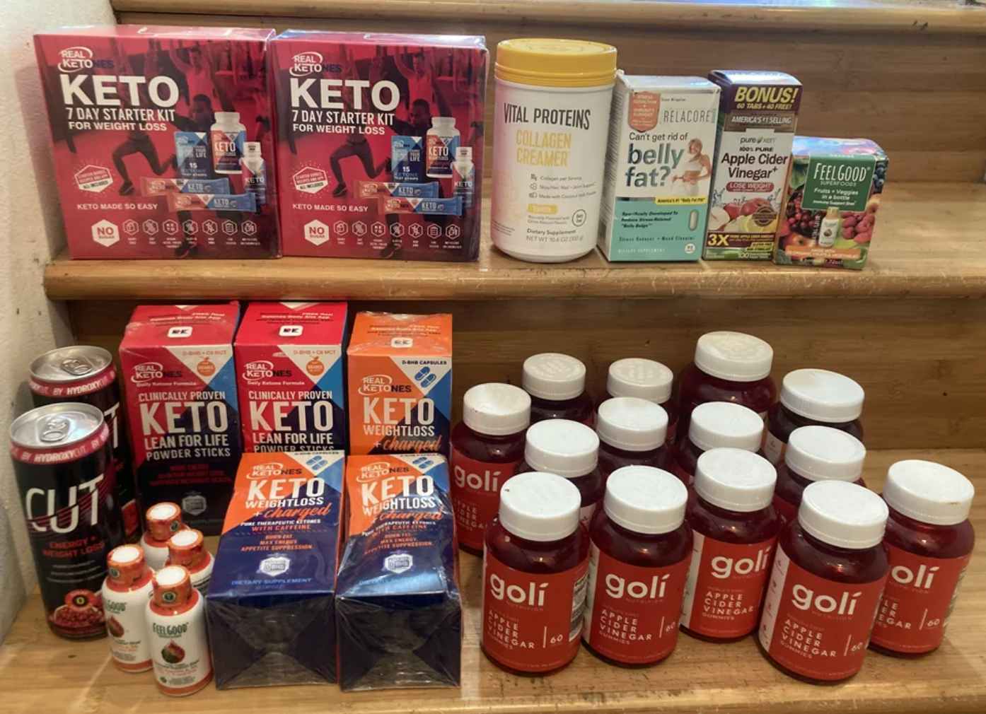 Walgreens dumpster diving finds, including Keto products and Goli supplements.