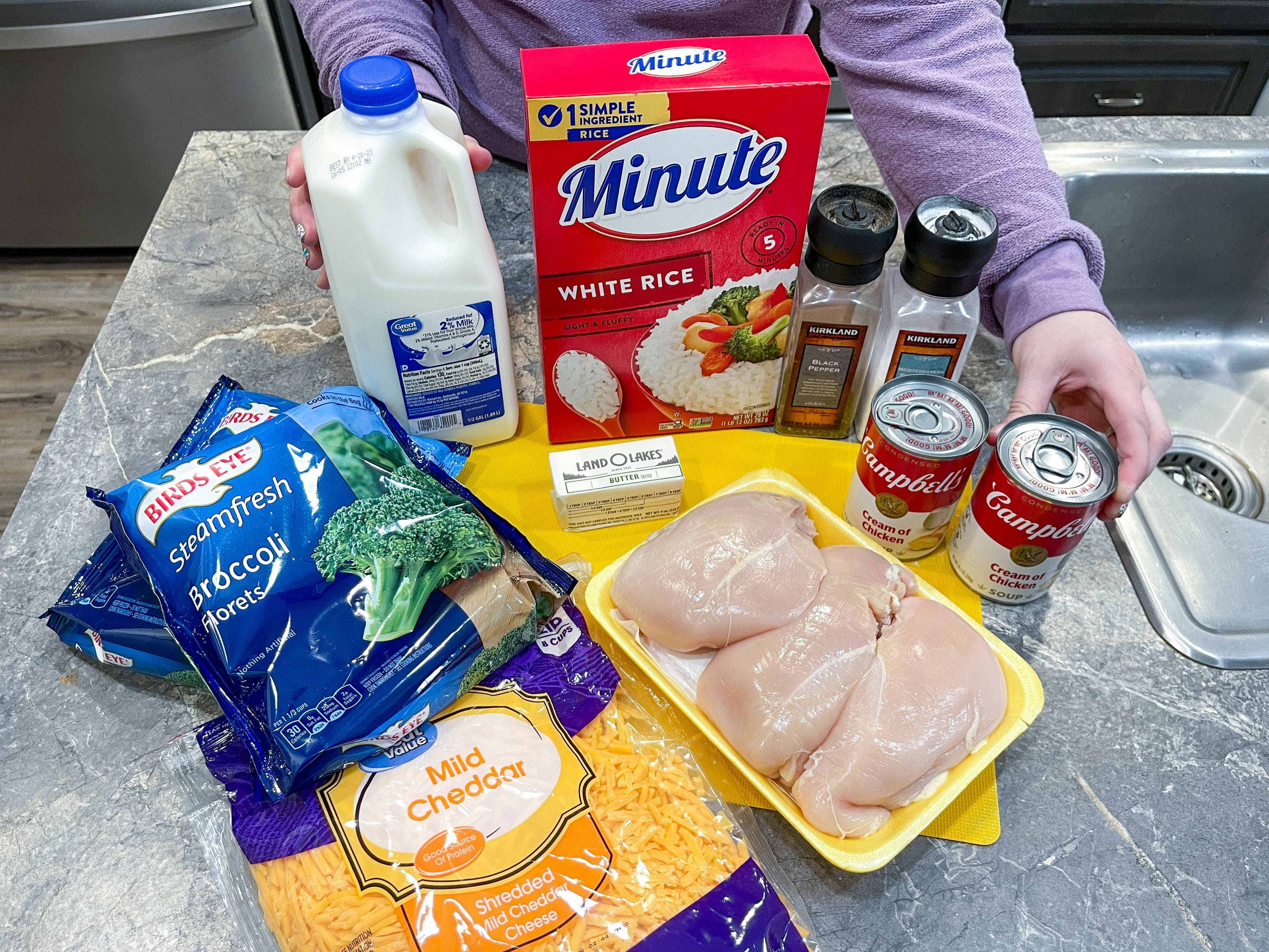 ingredients on a counter to make a freezer meals 