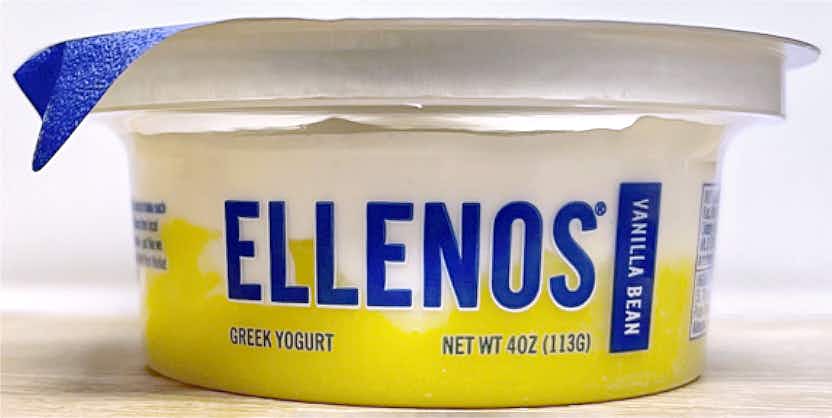 four-ounce container of recalled ellenos vanilla bean yogurt from costco
