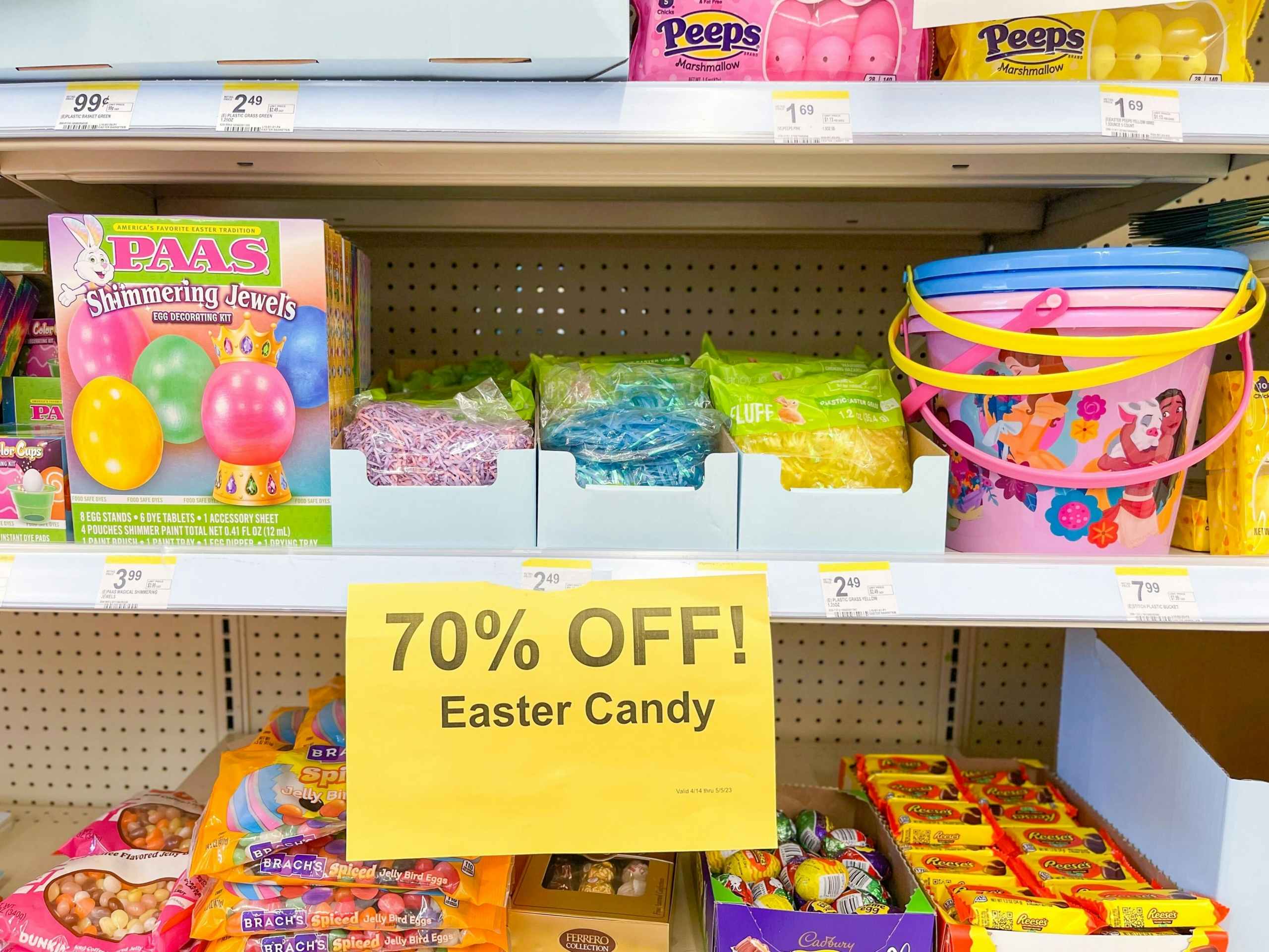 shelf showing easter clearance at walgreens