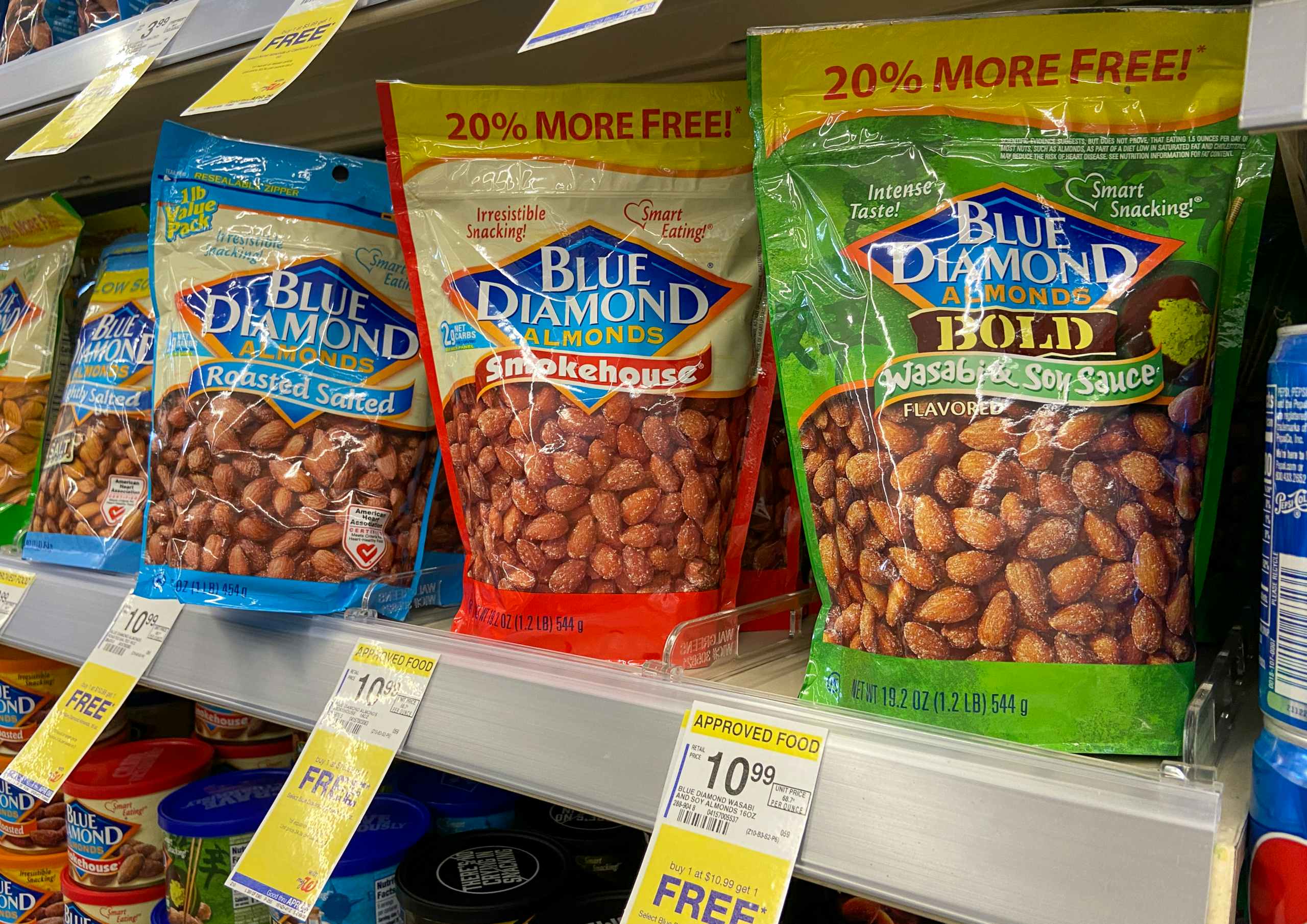 blue diamond almonds on shelf
