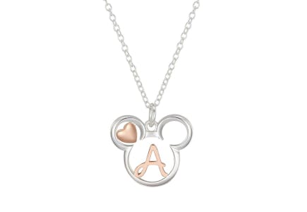 Mickey Initial Heart Pendant Necklace