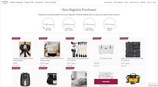 screenshot of amazon wedding registry most wanted and purchased flags