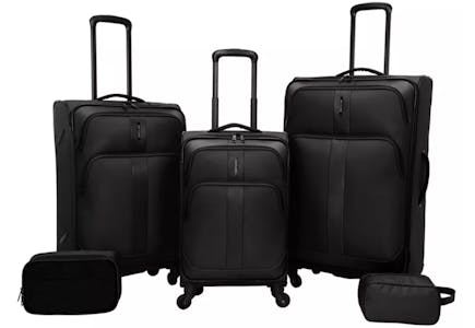 5-Piece Softside Checked Spinner Luggage Set 2 Colors Available