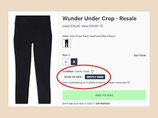 A pair of Like New Lululemon leggings with the Gently Used condition selected