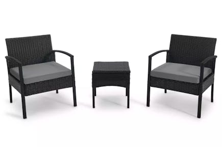 3-Piece Wicker Rattan Patio Conversation Set Available in 4 Colors