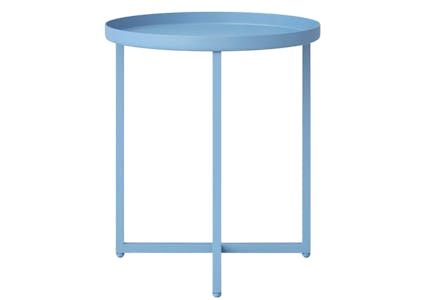 Tray Top Metal Accent Table Weather-Resistant in White or Blue