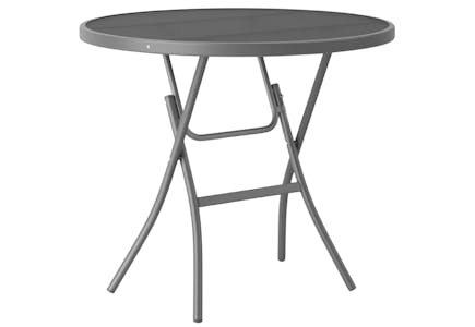Patio Bistro Table with Clear or Black Glass Tabletop
