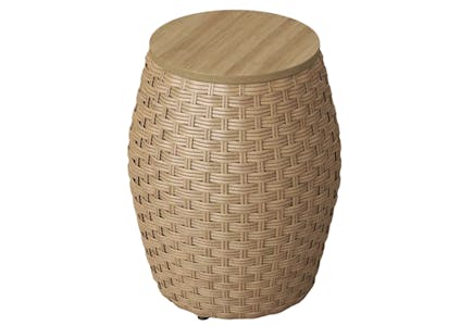 Barrel Shape Storage Accent Table With Removable Top