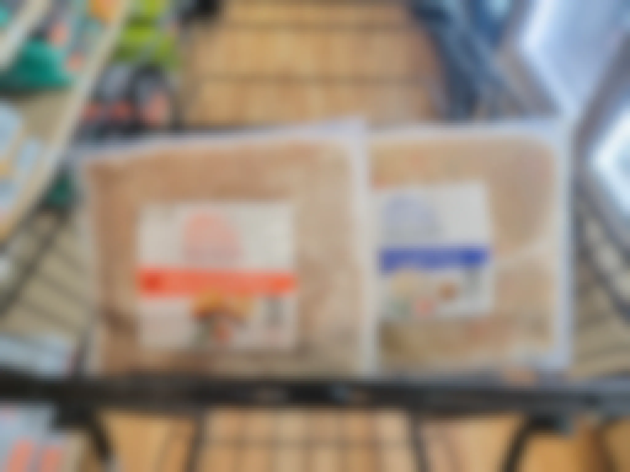 bags of fresh frozen dog food in a cart