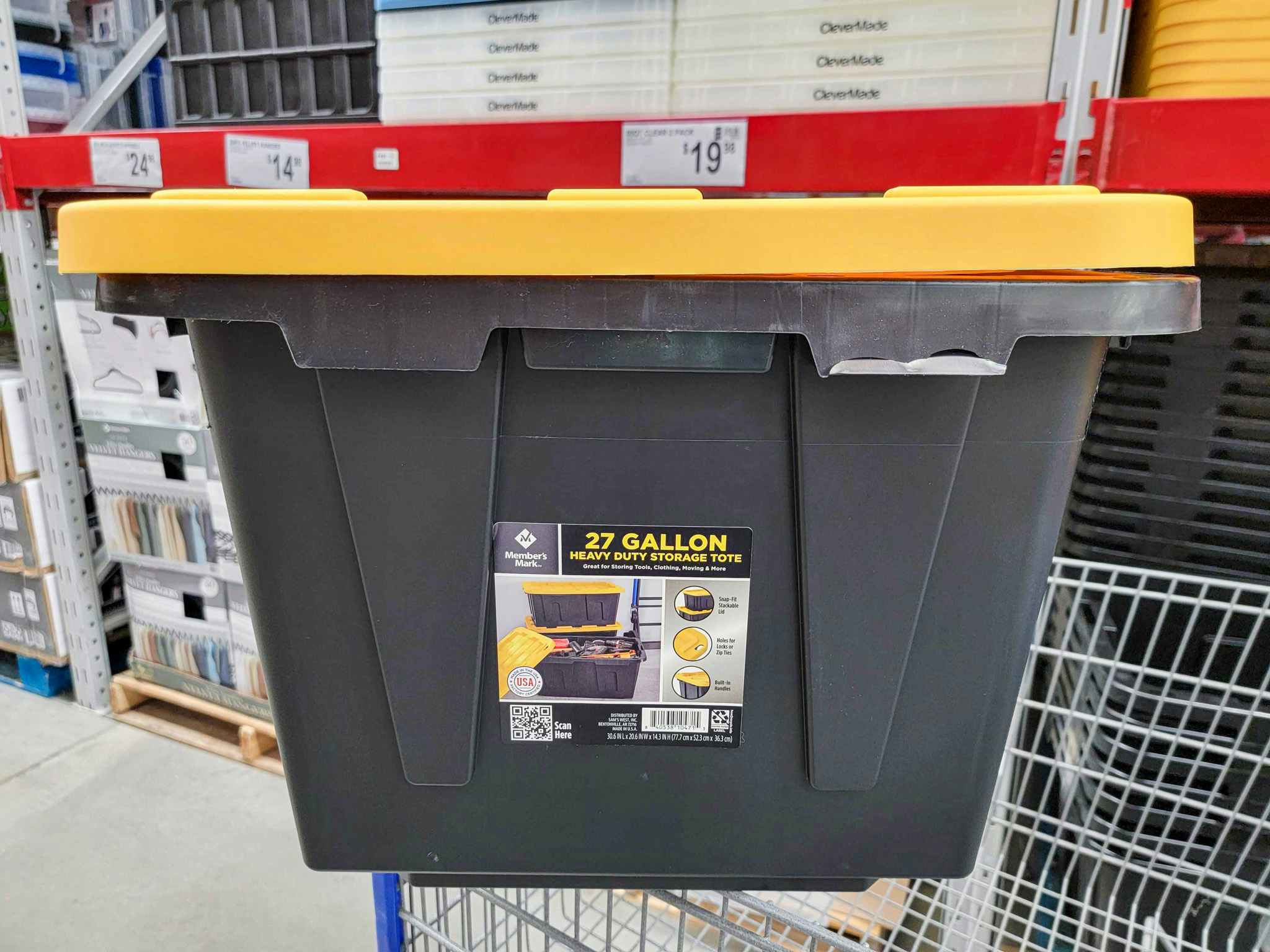 storage tote on a cart