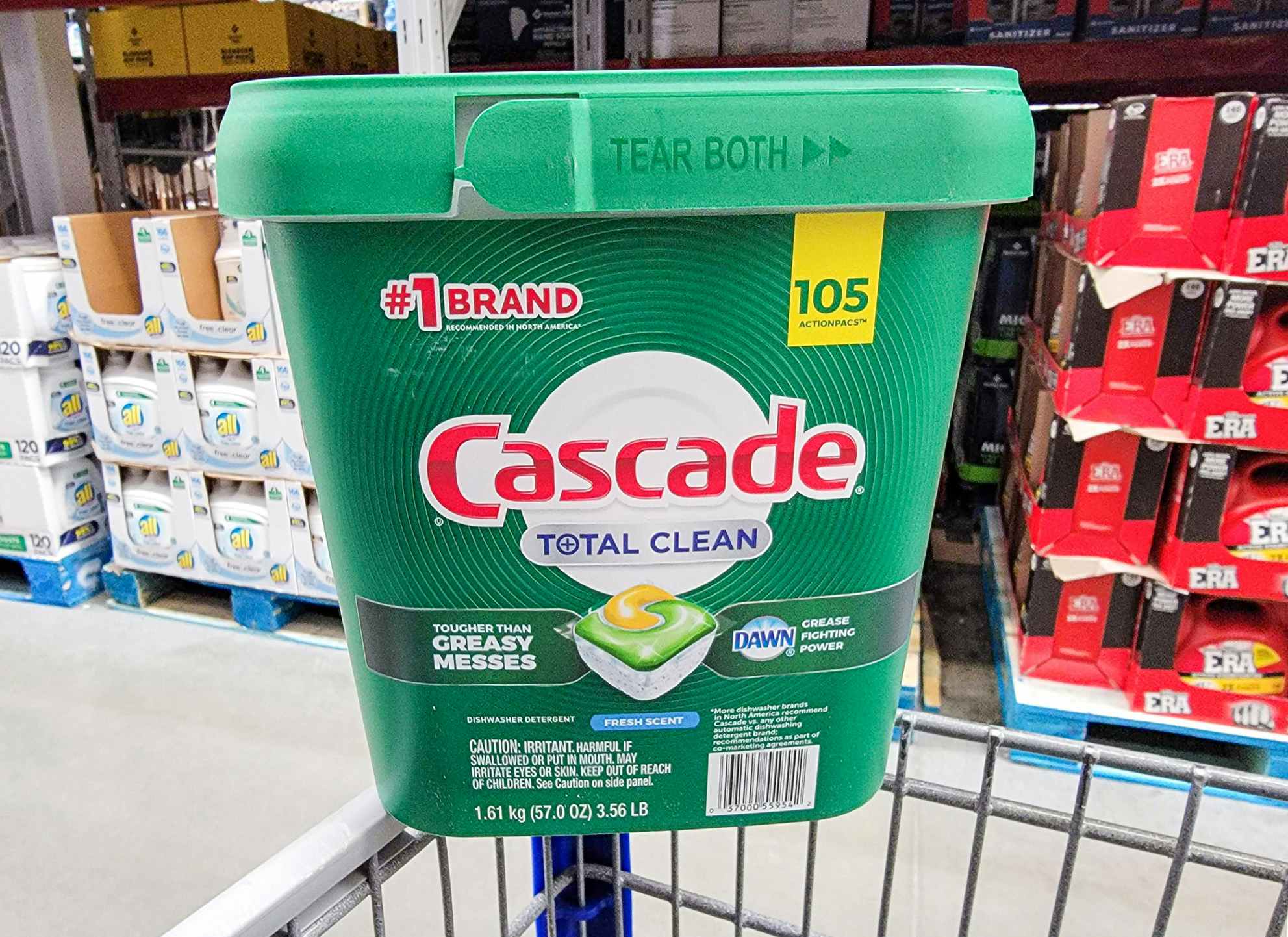 Large container of cascade total clean