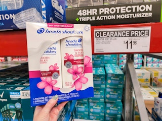 head & shoulders by a clearance sign for 11.98