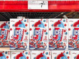 Boxes of ICEE cereal stocked at Sam's Club