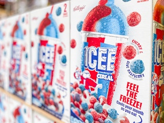Boxes of ICEE cereal stocked at Sam's Club