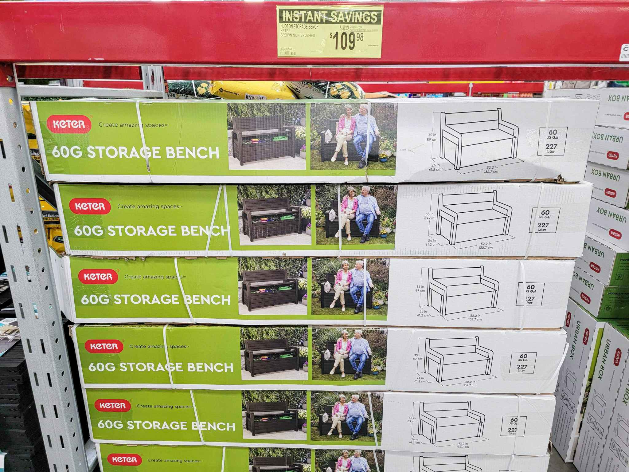 keter storage benches in boxes