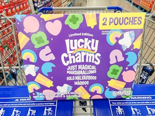 box of lucky charms just marshmallows in a cart