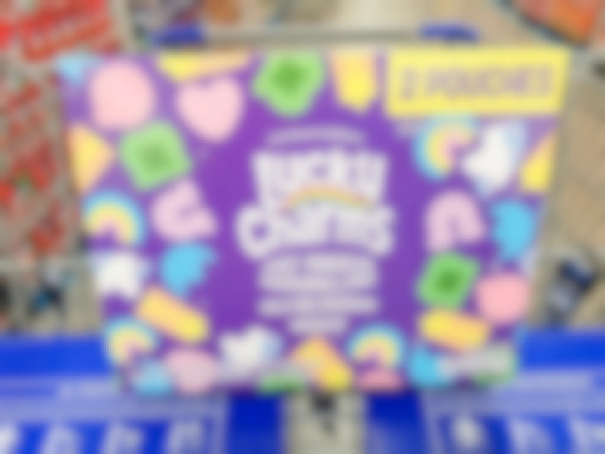 box of lucky charms just marshmallows in a cart
