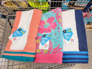 beach towels in a cart