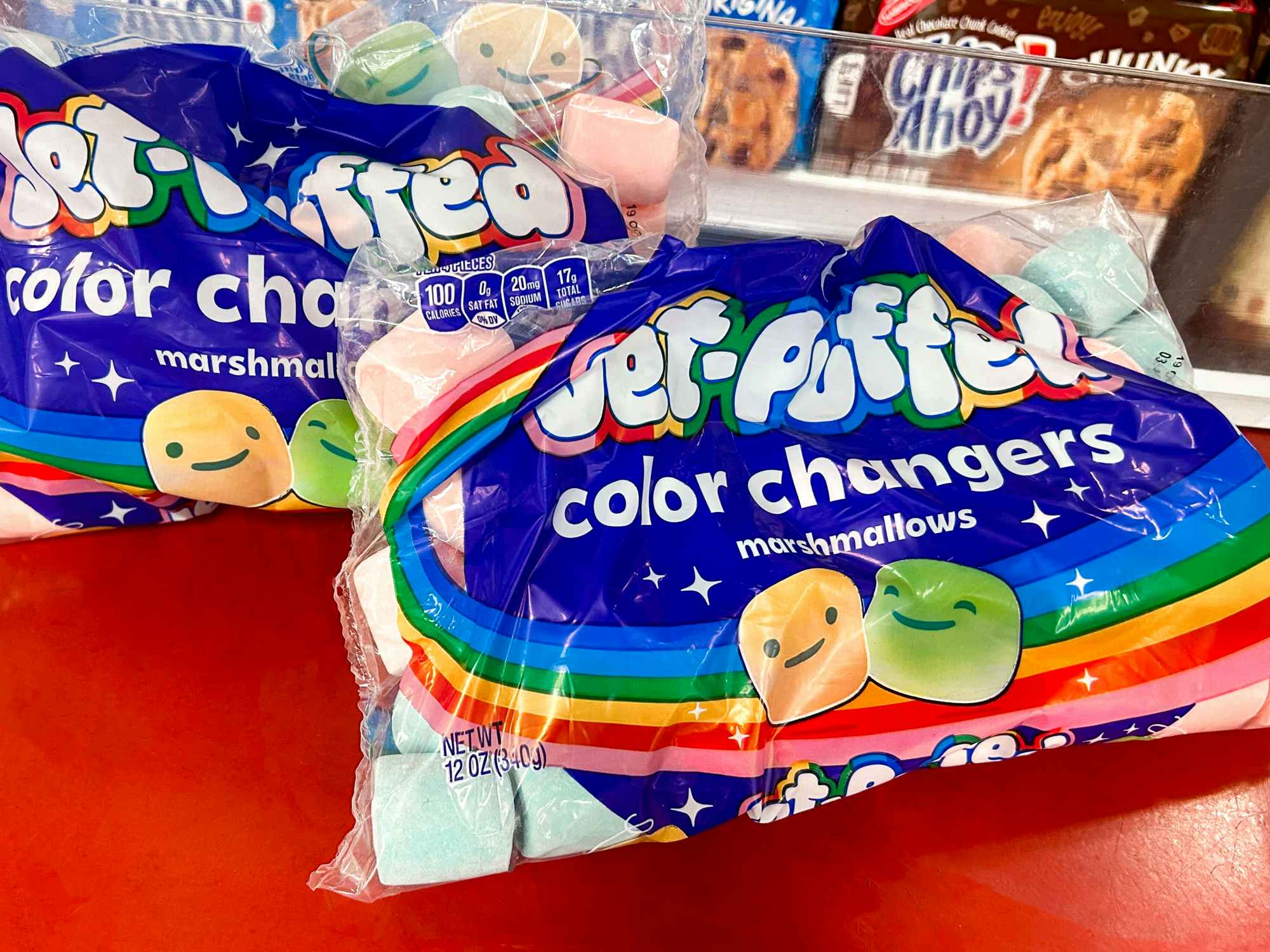 Bags of Jet Puffed Color Changers marshmallows in Target