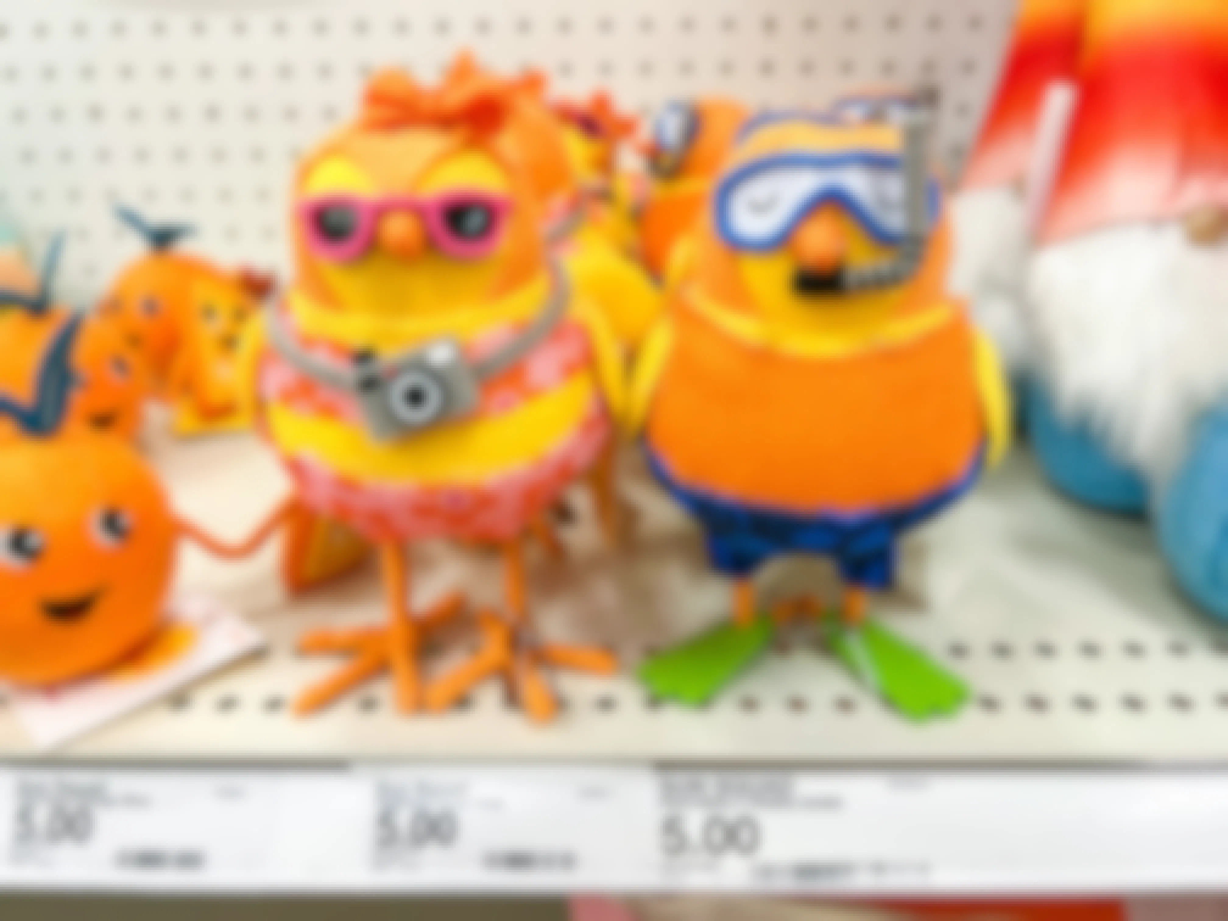 Two Sun Squad Feathery Friends on the shelf at Target (Diver and Tanji)
