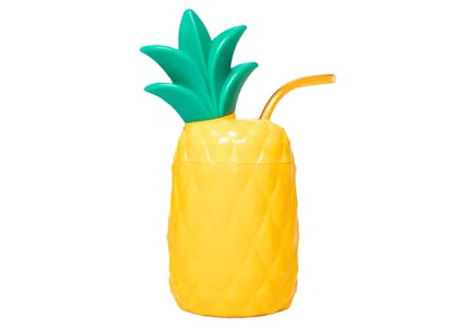 Sun Squad Plastic Figural Pineapple Tumbler, 17 oz