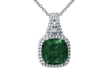 2-Carat Emerald and Diamond Accent Pendant Necklace