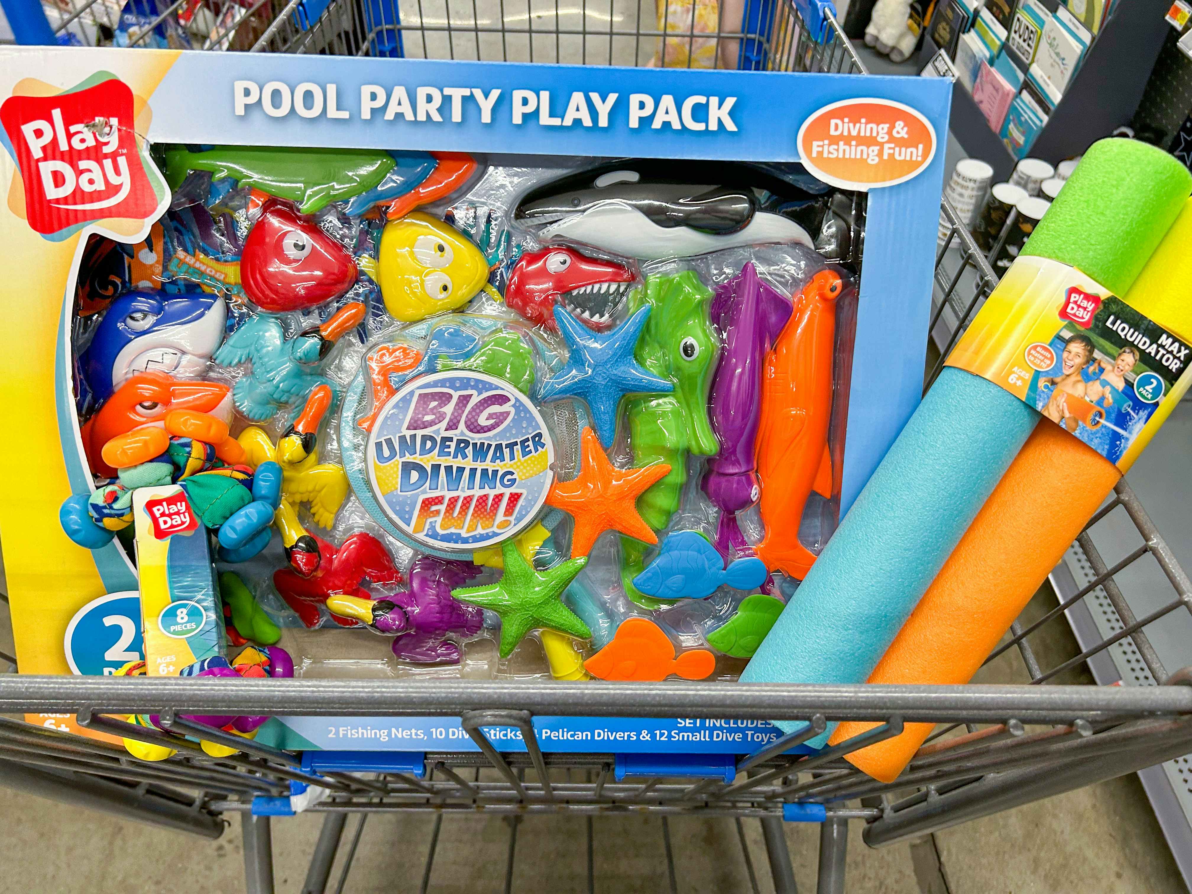 Walmart summer finds pool party play pack in a shopping cart