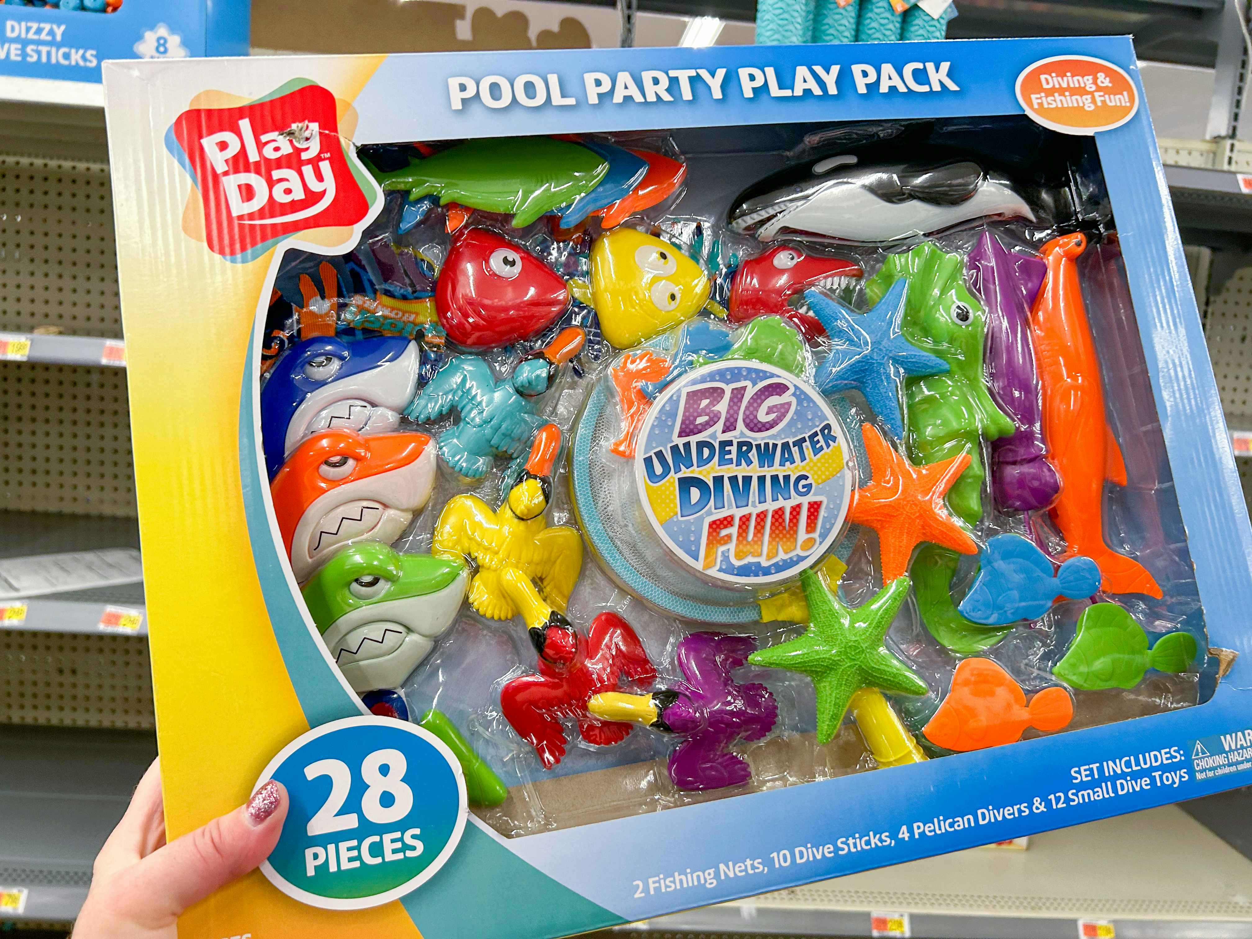 Walmart pool party pack with bright sea animals 