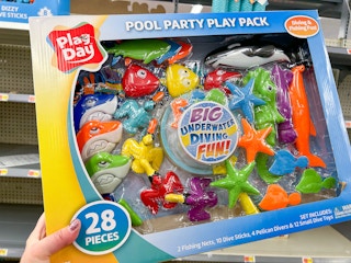 Walmart pool party pack with bright sea animals