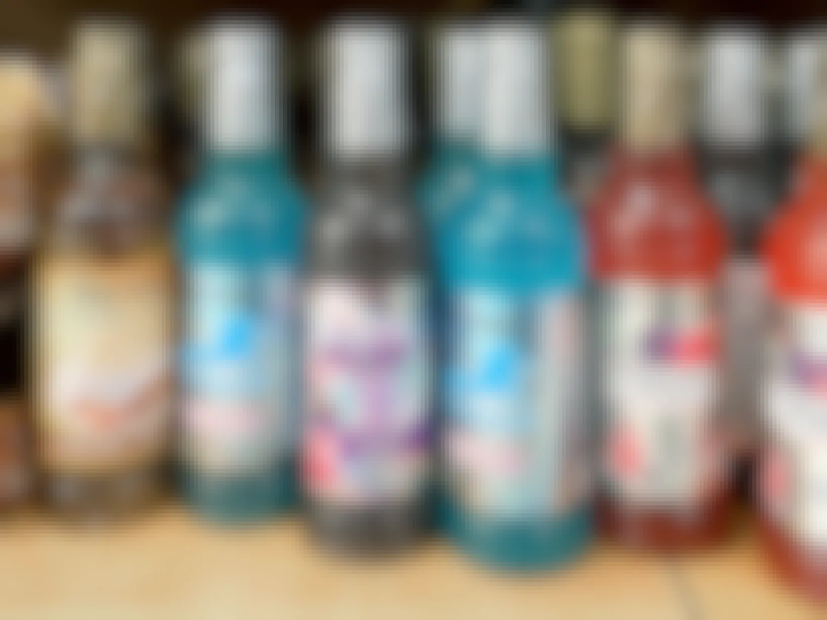 various bottles of jordans skinny syrups drink mixes on tjmaxx store shelf