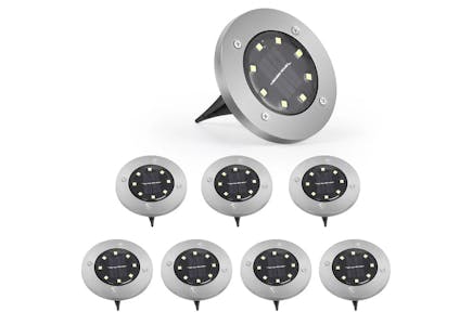 Solar Powered LED Steel Well Light Pack (Set of 8)