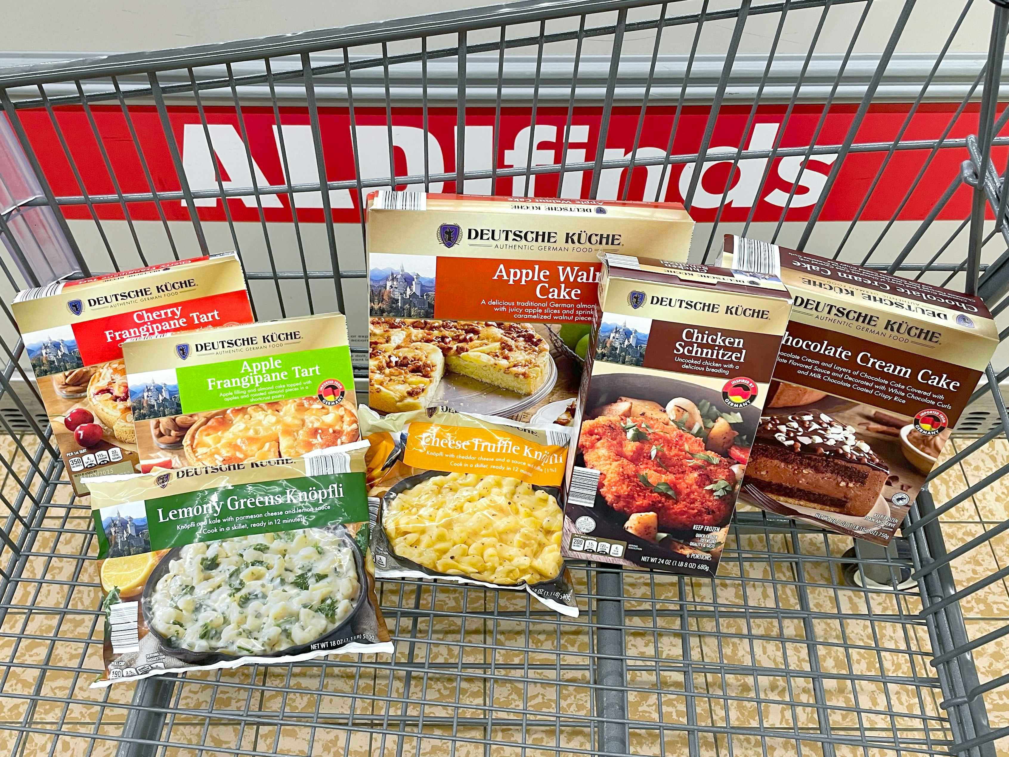 shopping cart with aldi finds german week products