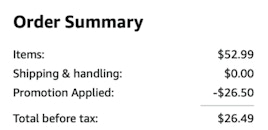 A screenshot of the total