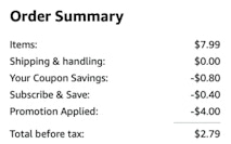 A screenshot of the total