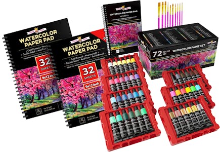 Water Color Paint Set + 2 Sketchbooks