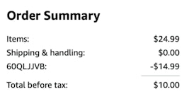 A screenshot of the total