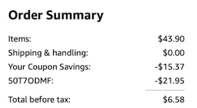 A screenshot of the total
